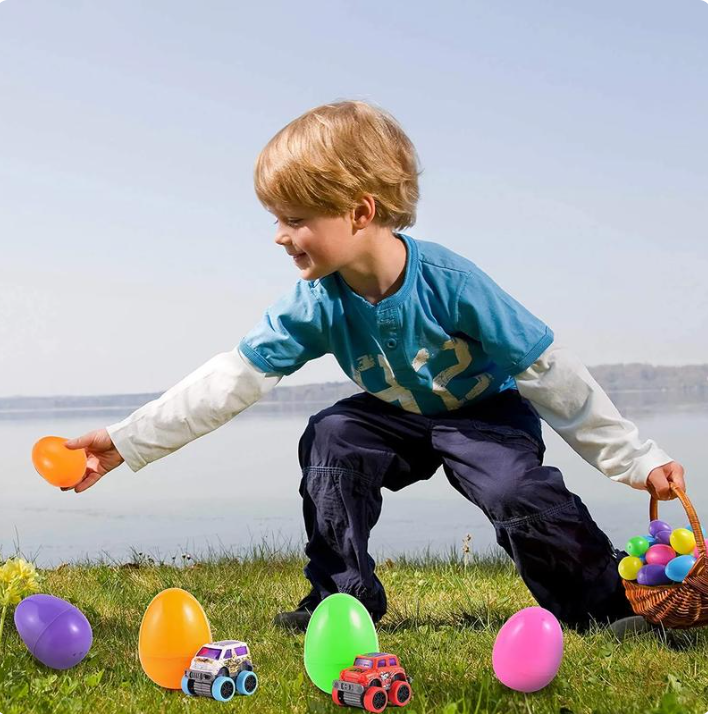 HeritageNest™ 12 Pcs Easter Eggs Packed With Pull Back Monster Trucks